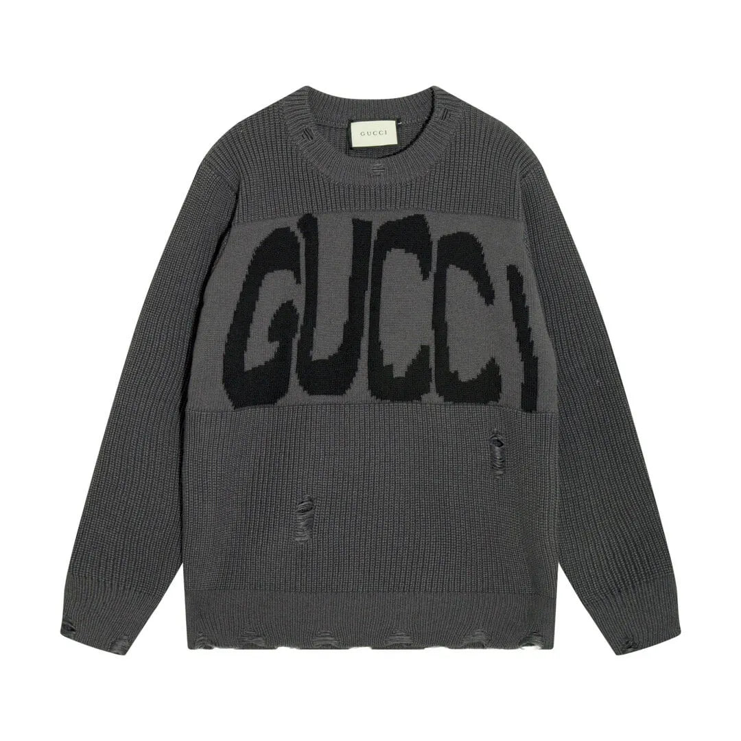 Distressed Logo Crewneck Sweater