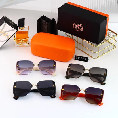 H Logo Rimless Cut Edge Square Sunglasses