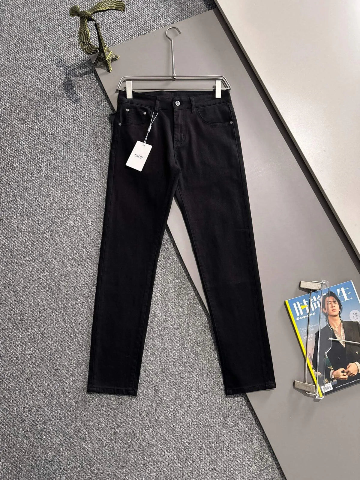 Men's Slim Black Straight Jeans