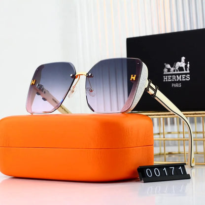 H Logo Rimless Cut Edge Square Sunglasses