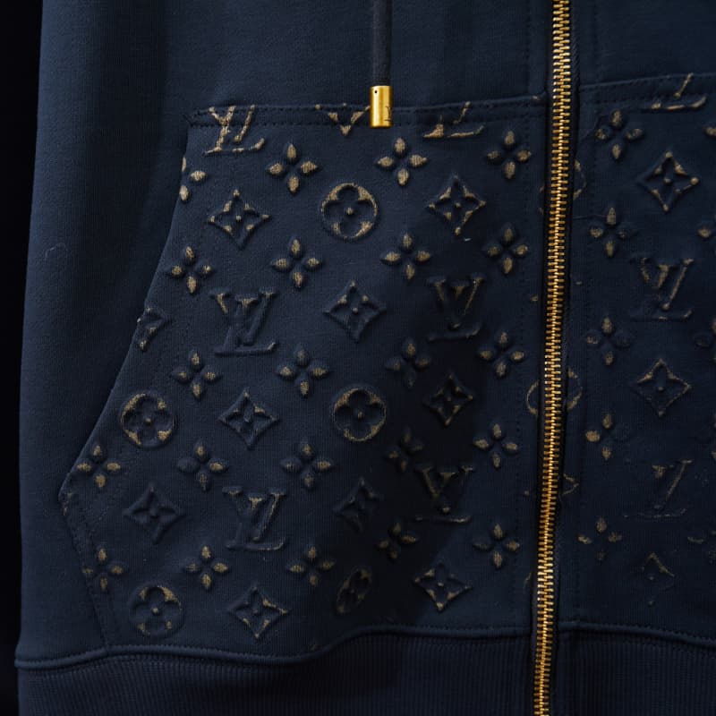 Embossed Zip Hoodie Jacket