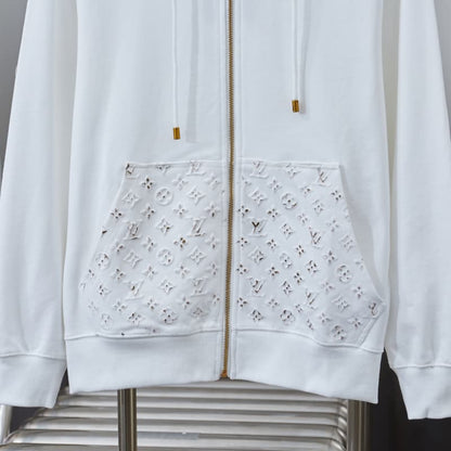 Embossed Zip Hoodie Jacket